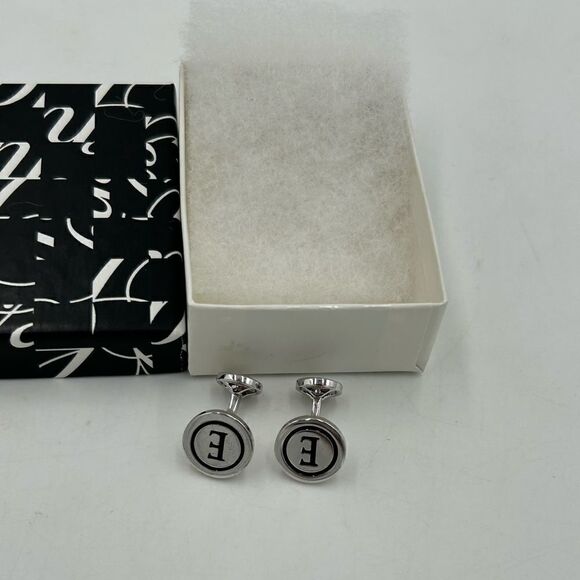 Men’s Saks, Fifth Avenue letter  E silver cufflinks - Picture 1 of 7